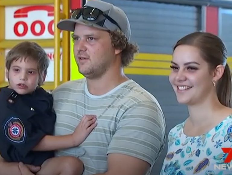 Little Boy with Rare Genetic Disorder Named Honorary Firefighter in Mackay